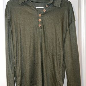 Green Long Sleeve Henley Shirt